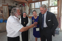 Hoher Besuch in der Dombauhütte anlässlich des Jubiläums "150 Jahre Vollendung der Domtürme"